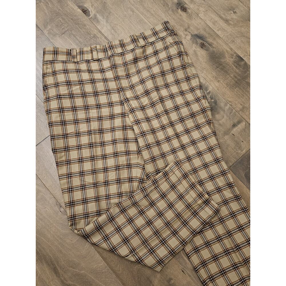 Vtg 50s 60s Nowell's Virgin Wool Pants Brown Plaid 38x30 Thick Heavy